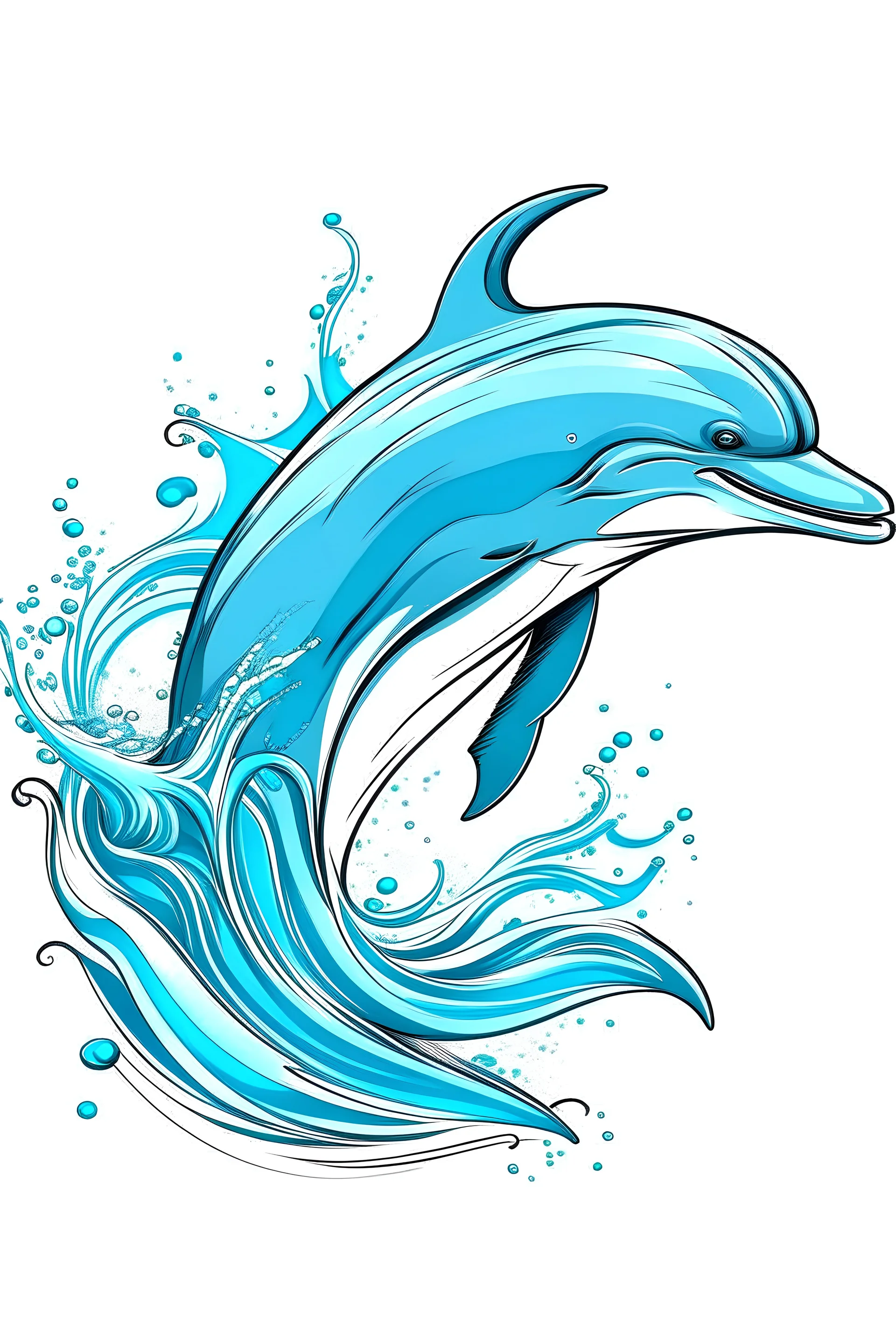 A Dolphin vector image for a t-shirt on a white background