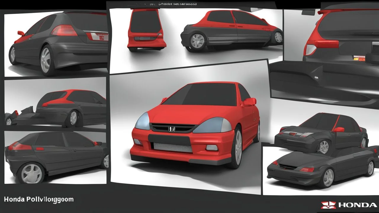 low poligon 3d model of honda civic 2001