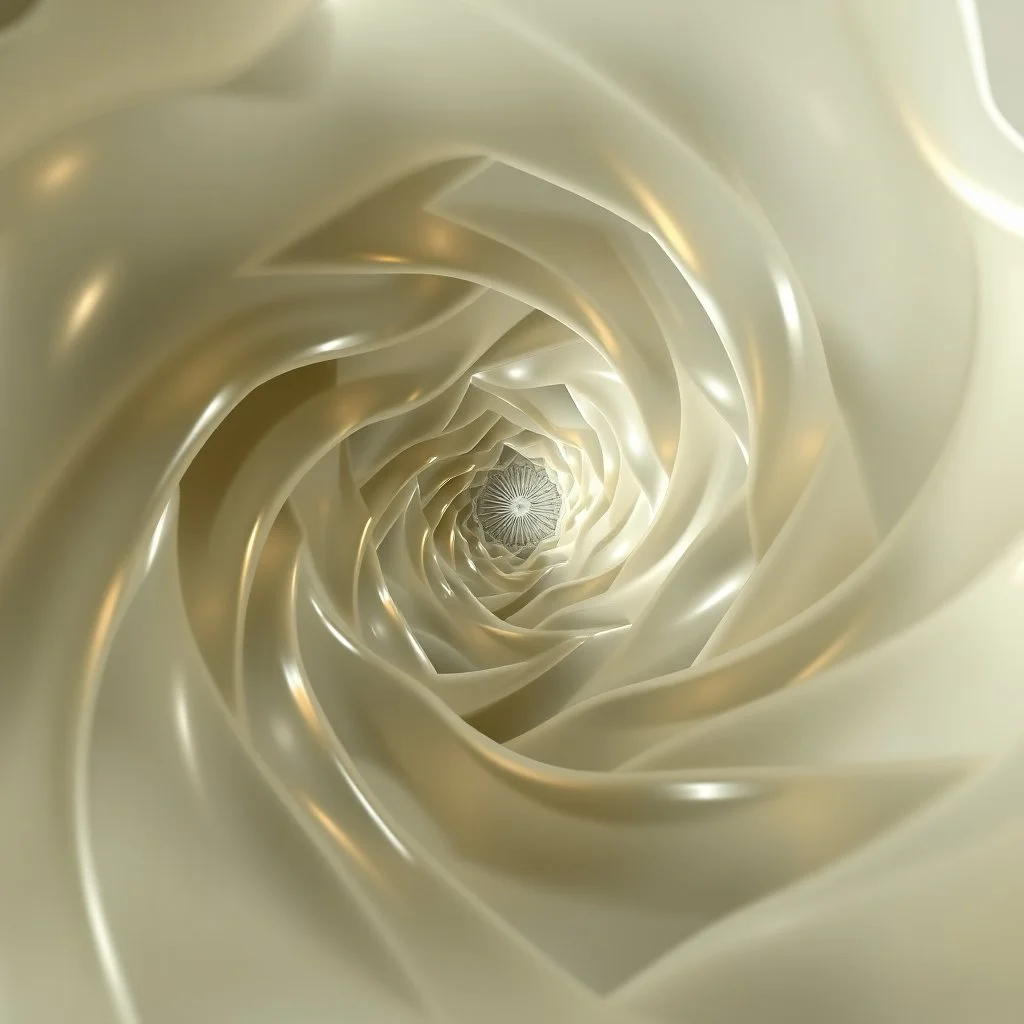 Mesmerizing abstract 3d visual, recursive structure of flowing translucent shapes, centered, soft aesthetic, negetive space.