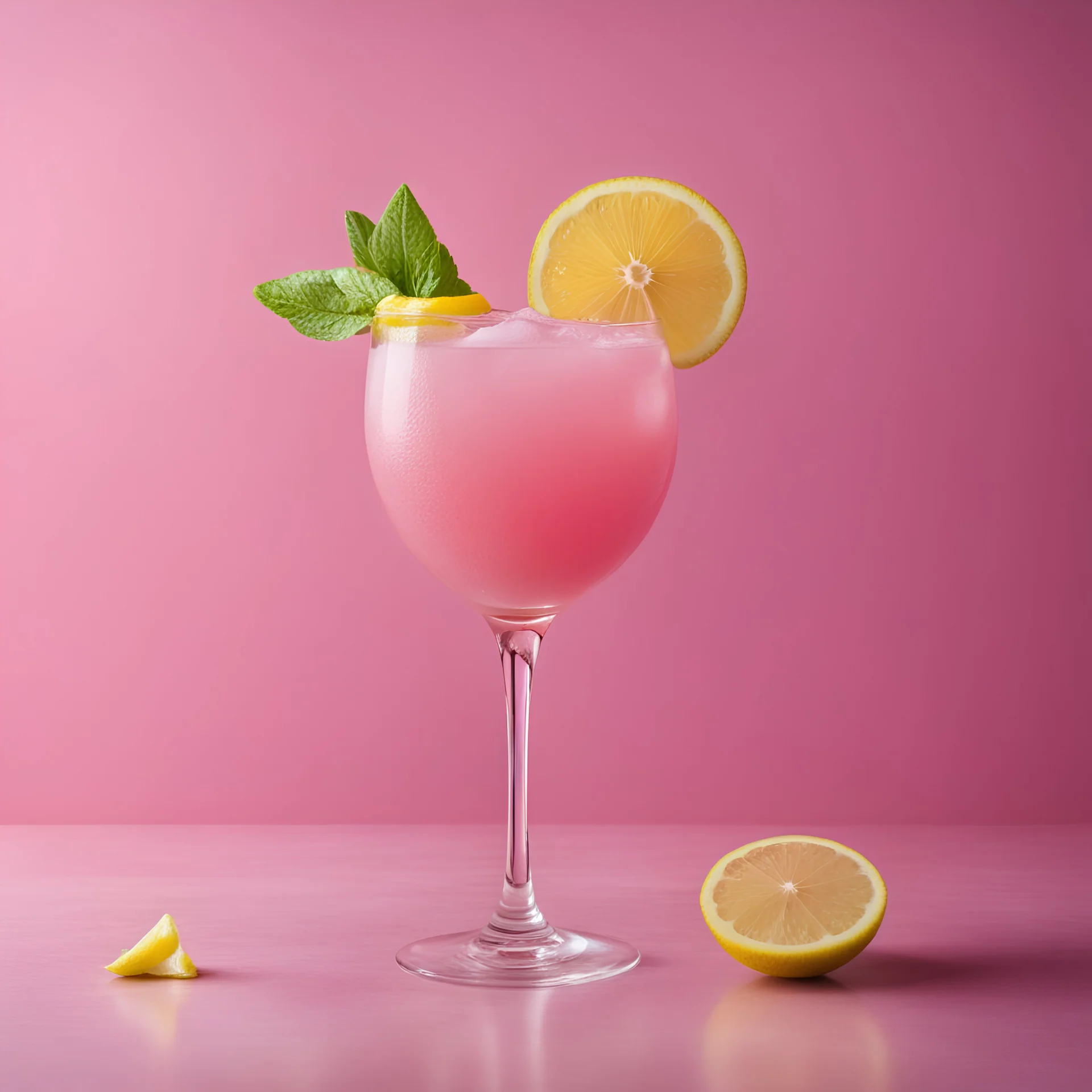 pink lady cocktail mit gelber zitrone
