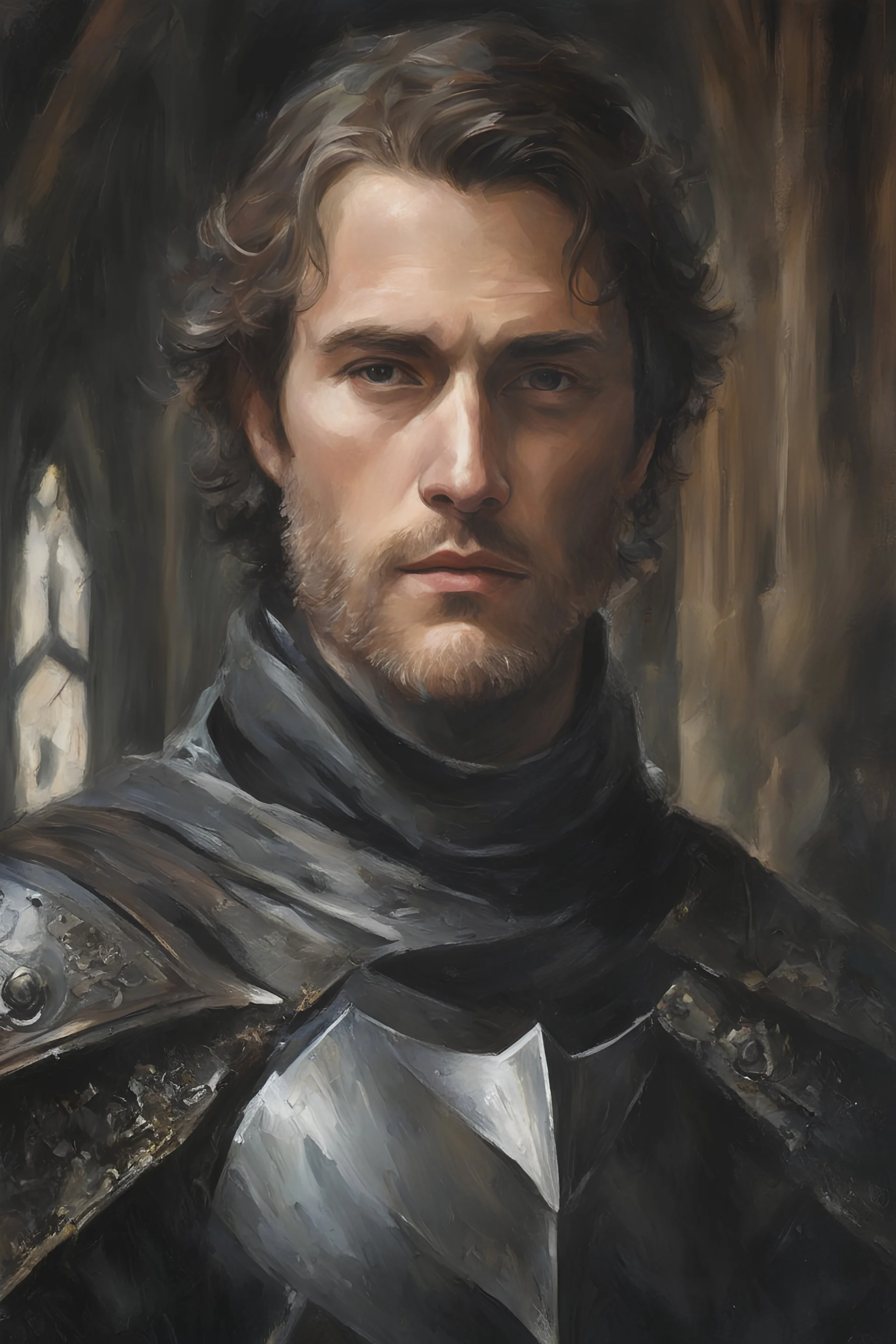 medium shot, dark knight medieval, details, 8k, oil painting