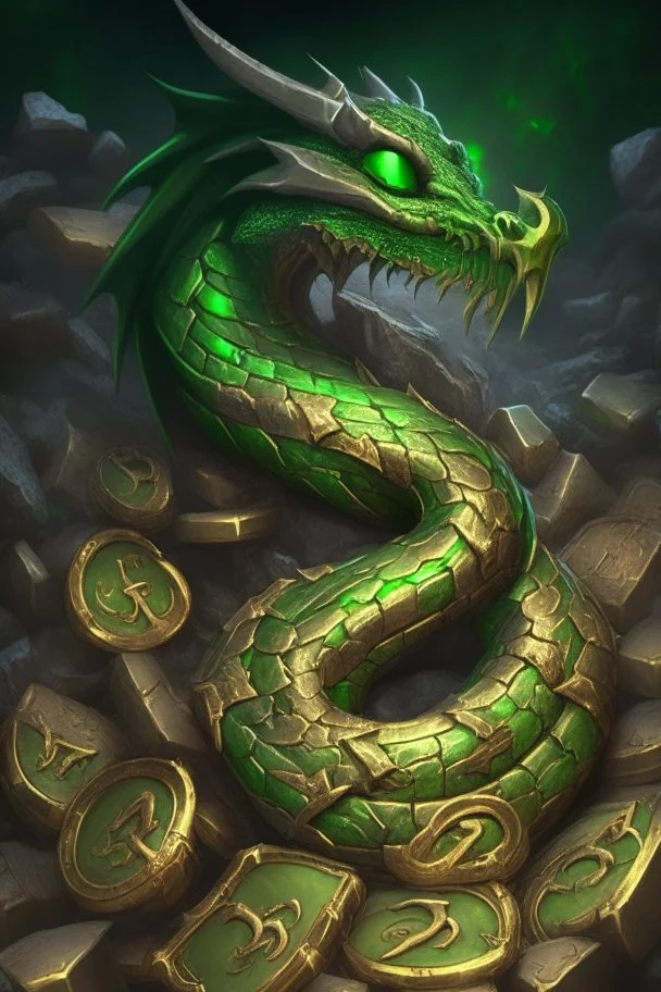 The Symbol for Morvorax is a green dragon coiled around a pile of treasure