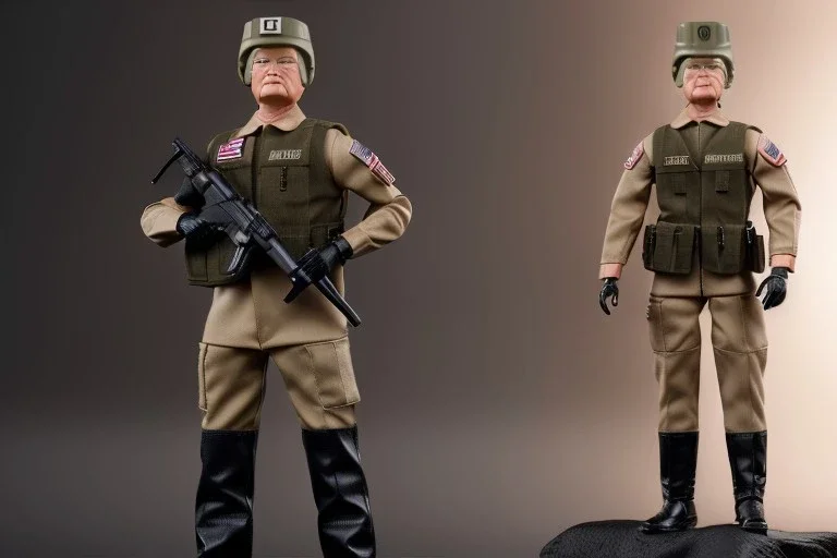 G.I. Joe doll soldier nylon Donald Trump, gun,boots, helmet, Trump facial detail,trump