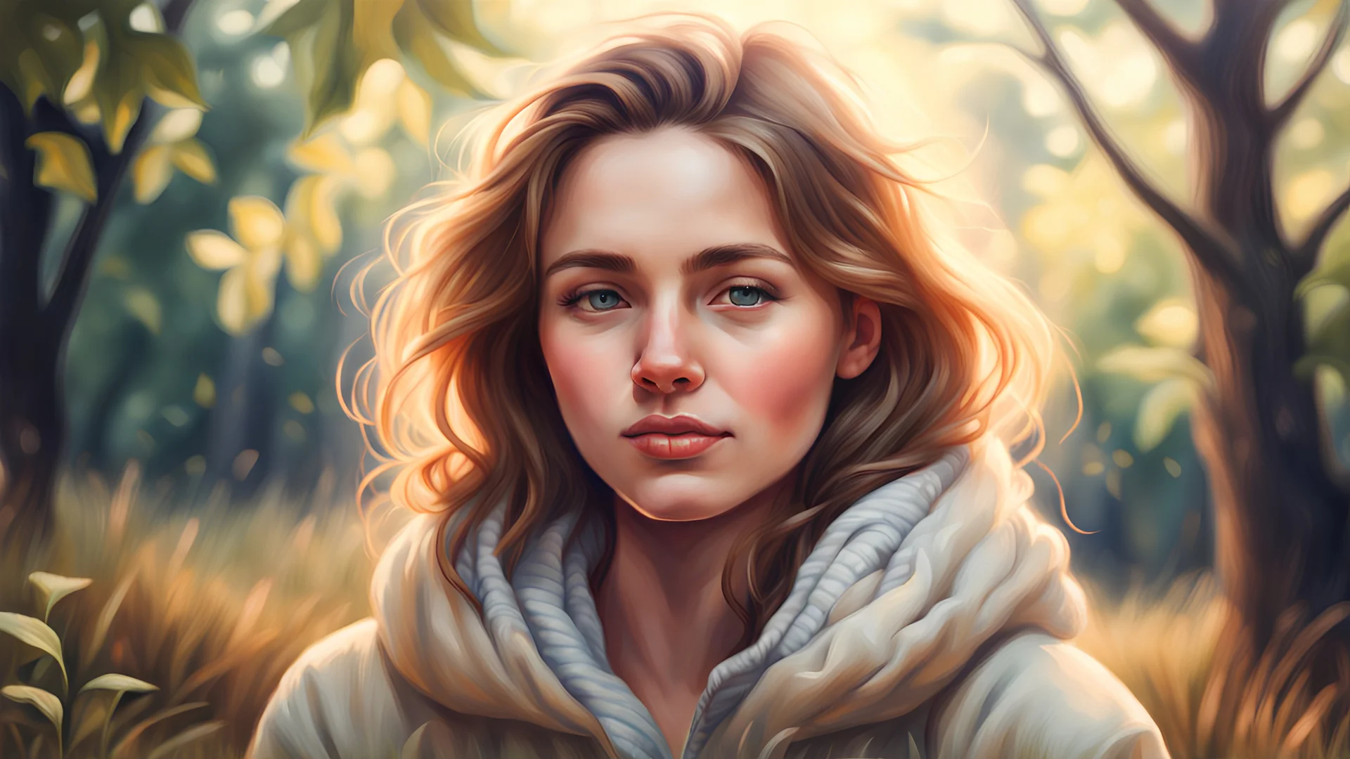 portrait realiste d'une jeune femme. chaleureux,mignonne,dans la nature