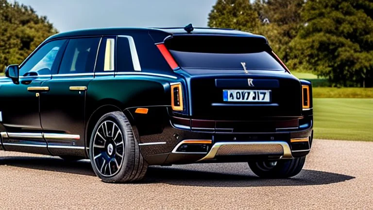 ultimate black rolls royce Cullinan Fire Livery, Rear View, 4K, Ultra Detailed