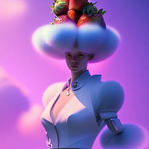 pixar style,realistic painting of a beautiful girl and a jar jam marmelade,volumetric blue clouds,pink sky environment and flying strawberries in background, volumetric lighting,dramatic lighting, detailed digital painting, extreme dense and fine fur, anime, ornate, colour-washed colors, elegant, small minutiae, tiny features, particulars, centered, smooth, sharp focus, renderman gofur render, 8k, uhd, detailed eyes, realistic shaded volumetric lighting,caustics,backligh