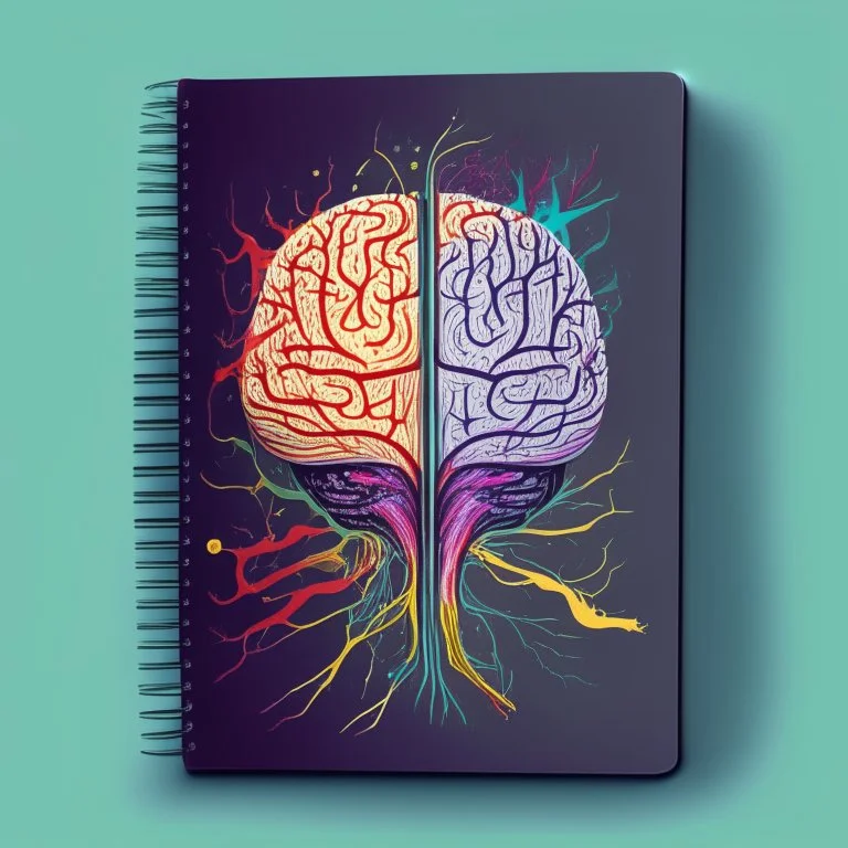 medicine notebook brain illustration, abstract, artistic, digital art