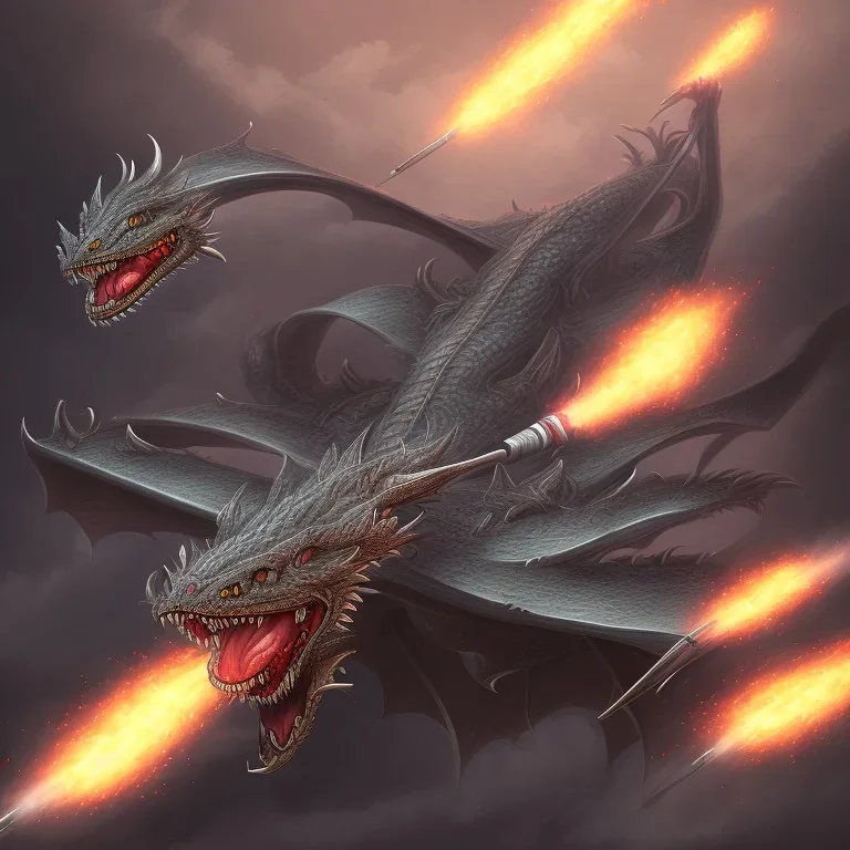 Dog fighting a dragon