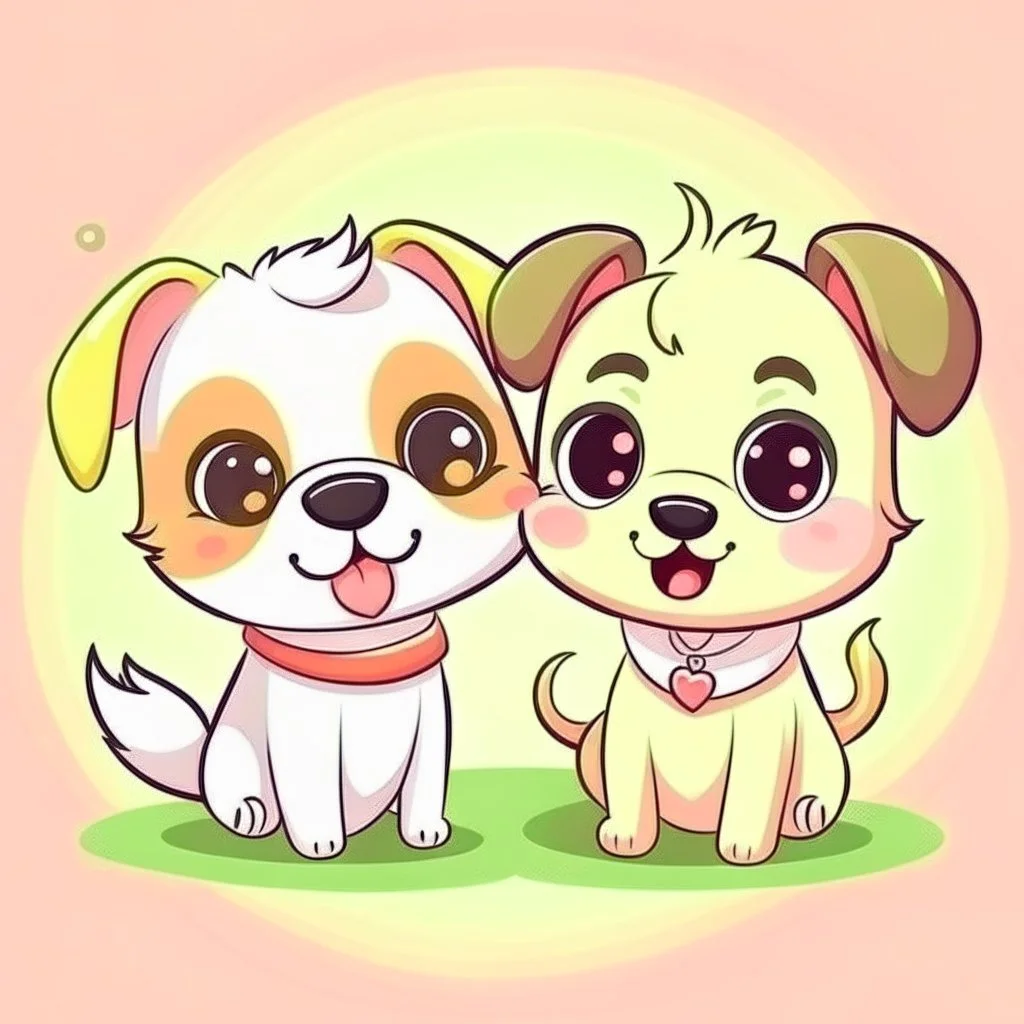 2 cute Dogs cartoon