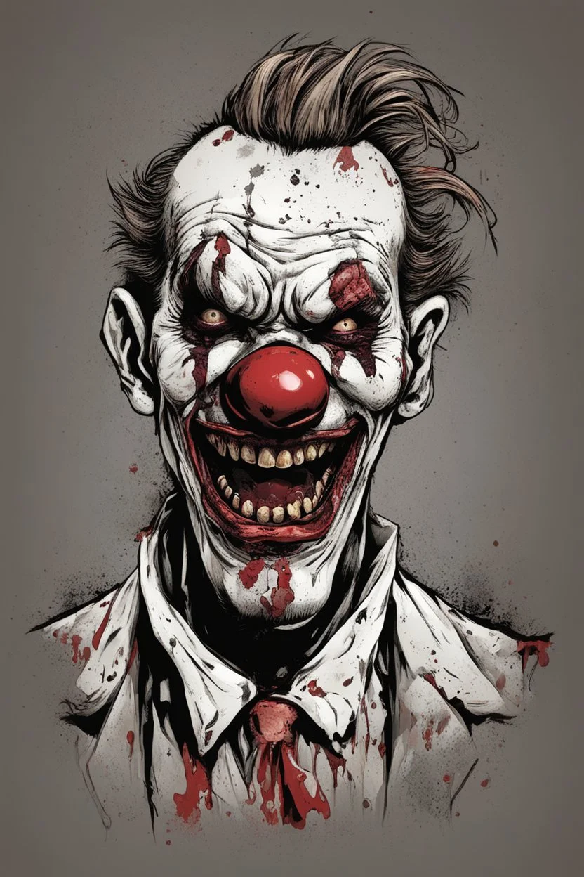 A zombie clown in comic style