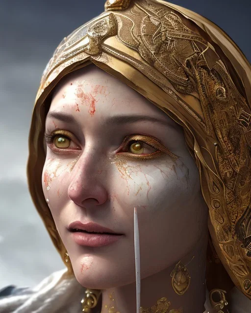 The Virgin Mary, cries with blood, Outlast, photorealistic illustration, 8k