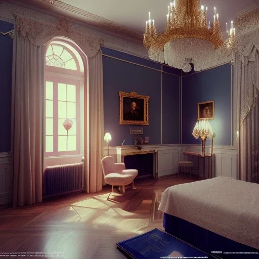 Ultra realistic room scene. Sweet hair monster. night, smooth color, waist up view, Wes Anderson style, dark ambient, highly detailed, White House background, concept art, unreal engine 5, god rays, ray tracing, RTX, lumen lighting, ultra detail, volumetric lighting, 3d, finely drawn, high definition, high resolution.