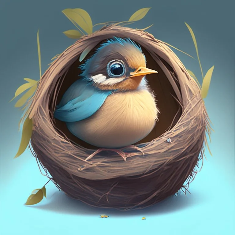 bird sitting on a nest, cute avatar