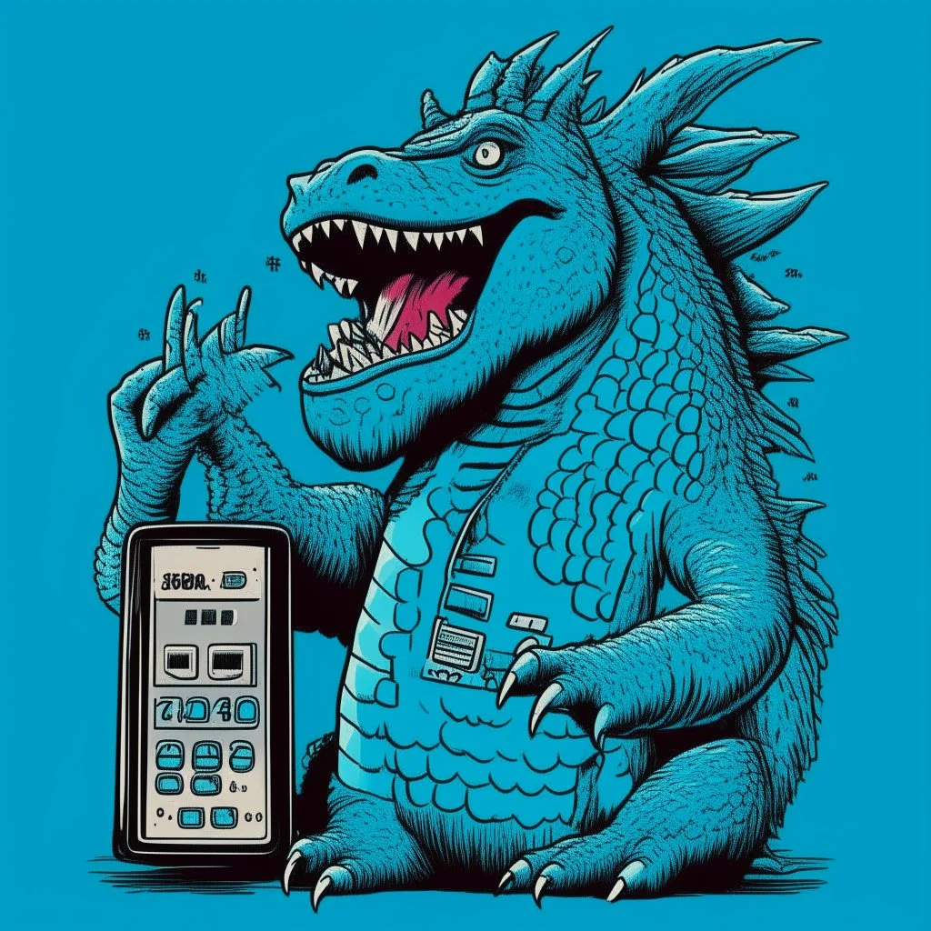 Godzilla mupped kawaii calling phone using a nokia