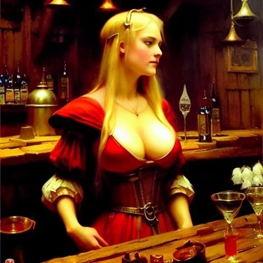 fullbody portrait 'beautiful face blonde massiveboobs medieval wench on tavern in medieval city',painting by gaston bussiere, greg rutkowski, yoji shinkawa, yoshitaka amano, tsutomu nihei, donato giancola, tim hildebrandt, oil on canvas, cinematic composition,sharp image, extreme detail,((fit full head inside picture)),32k