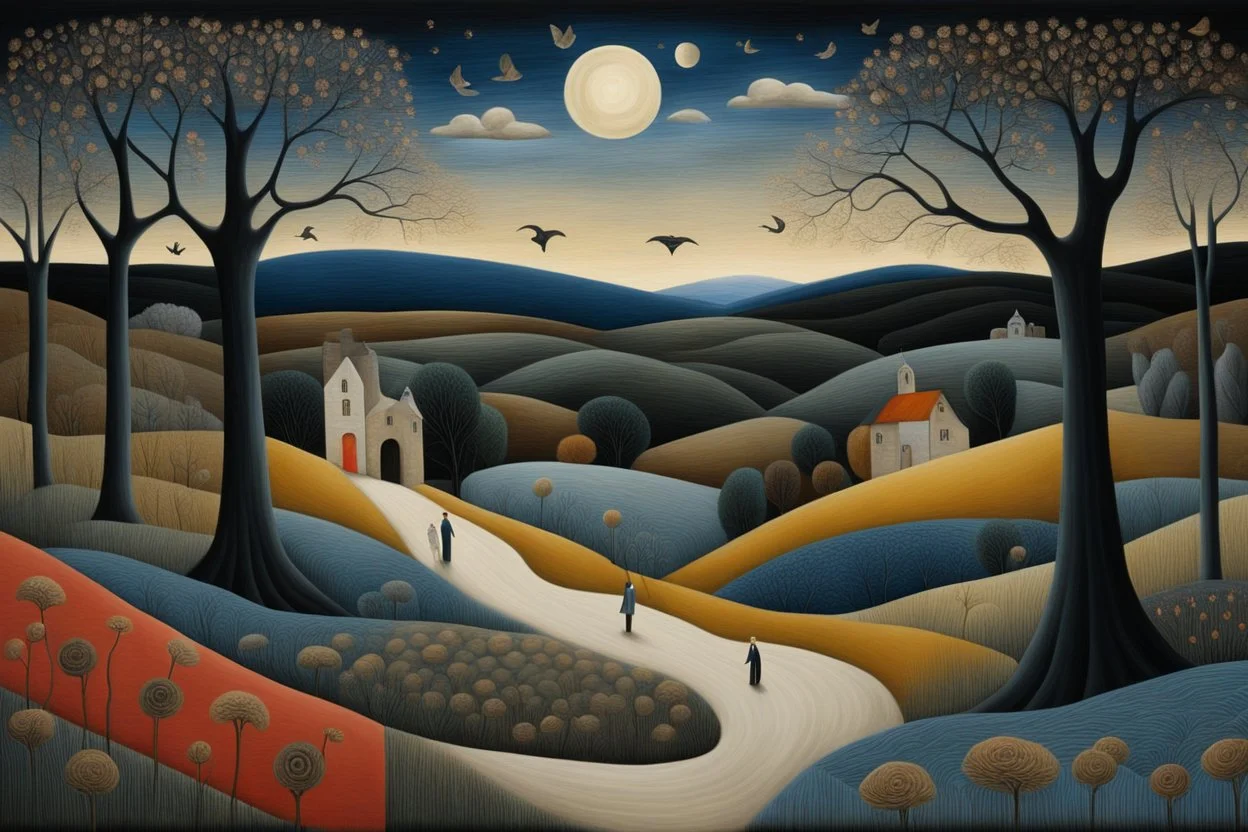 Nocturnal picturesque scenery patchwork by Dee Nickerson, Catherine Abel, nocturnal Modifiers: elegant dof fantasy intricate very attractive beautiful high detail dynamic lighting fantastic view high definition crisp quality colourful very cute cinematic postprocessing SALVADOR DALI Shrink to fit