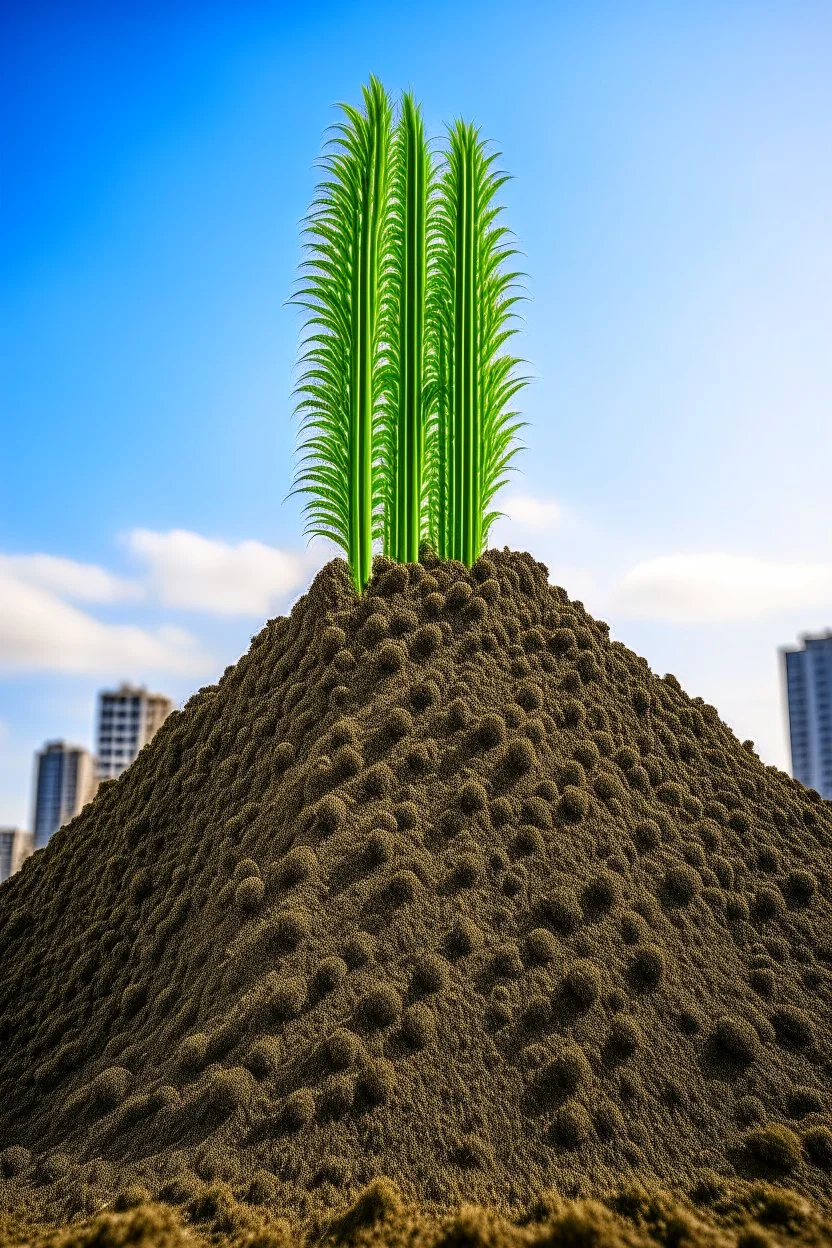 skyscraper sprouting from dirt