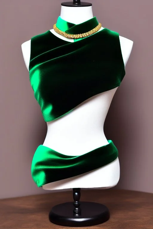 dark green velvet Necklace Mannequin Stand on a luxury table