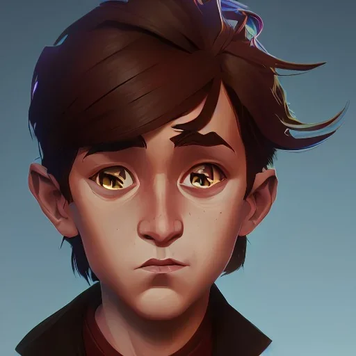 Portrait of a handsome brown haired little warlock kid by Nick Harris