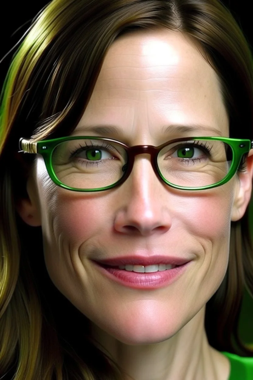 Jennifer Garner dientes verdes lentes grandotes con pecas de acné