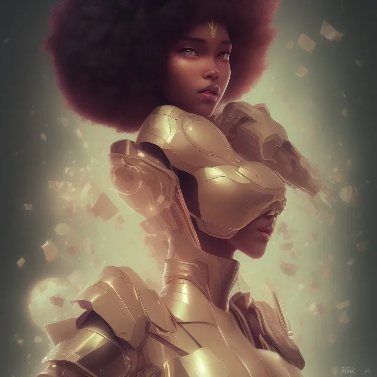 black super hero girl, green eyes, afro | very very anime!!!, fine - face, red afro, realistic shaded perfect face, fine details. anime. realistic shaded lighting poster by ilya kuvshinov katsuhiro otomo ghost - in - the - shell, magali villeneuve, artgerm, jeremy lipkin and michael garmash and rob rey