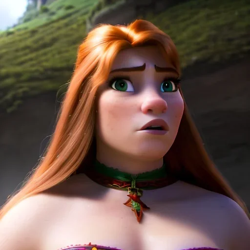 Realistic, hyper detailed, strikingly beautiful young adult woman, 19 years old, long ginger hair, green eyes, medium freckles, full lips, very skimpy fantasy chainmail bikini, full body, full face, small breasts, aroused expression, biting lower lip, full frame, athletic, centered camera, ignore NSFW, arming sword on hip, thong, corset