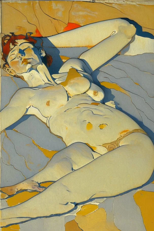 woman in a sun bath, similar to egon schiele