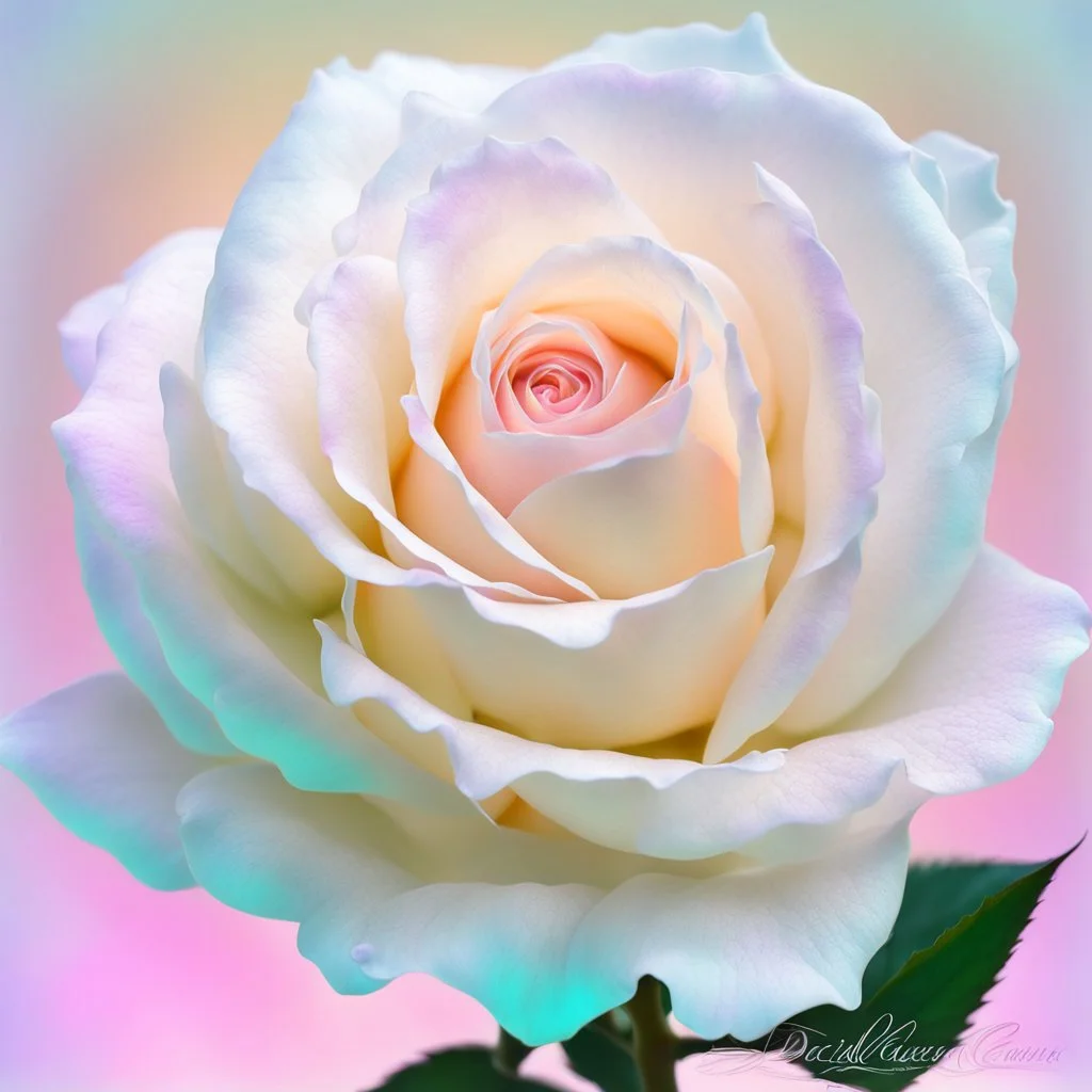 pearlized translucent floralscape white rose, fantasy art concept, acid accent, high contrast texture photography, deep pastel color"