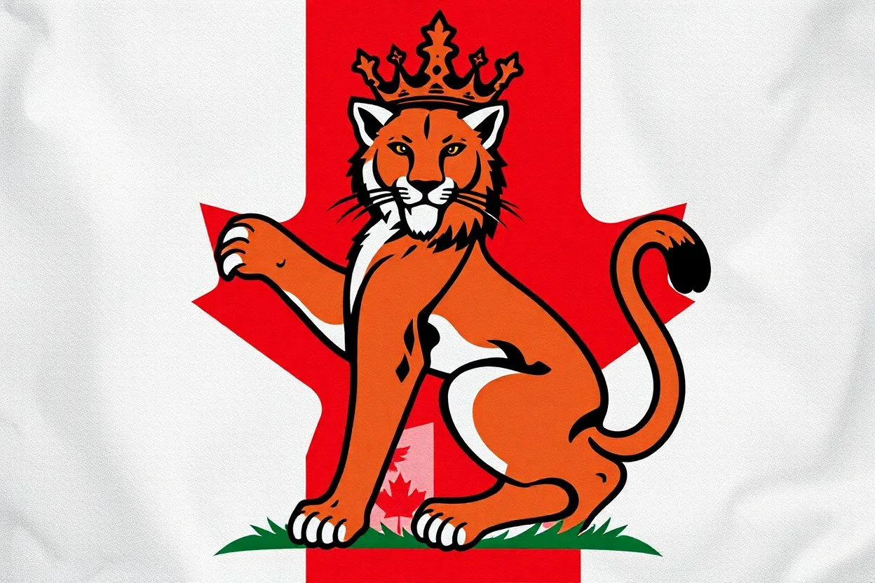 a canadian cougar in a royal lion position like on flags or crests, vector