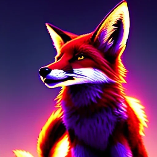 A fox fursona, Furry art, Digital art, cyberpunk, High quality, Backlighting, female, anthropomorphic, full body portrait, 8k resolution, fox tail, Realistic, high quality, great details, within portrait, masterpiece, best quality, cinematic lighting, detailed outfit, vibrant colors, perfect eyes, furry, human body, robotic arm, sfw, robotic, in the style of titanfall, highly detailed face, perfectly drawn