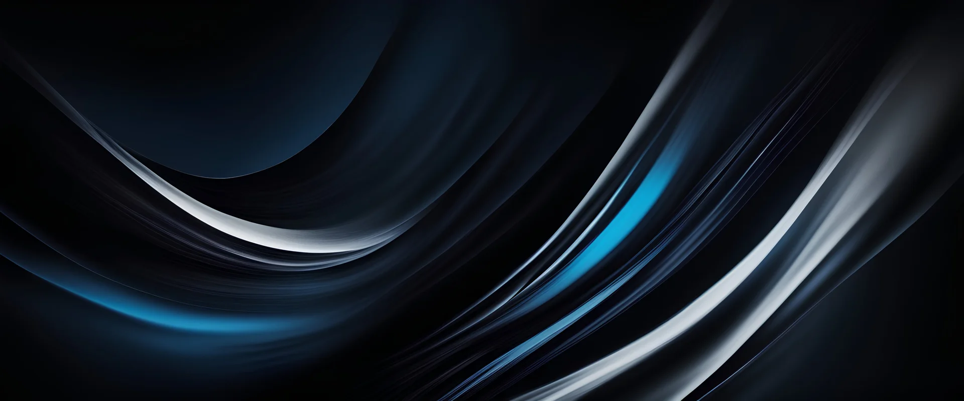 White blue black blurred abstract gradient on dark grainy background, glowing light, large banner size