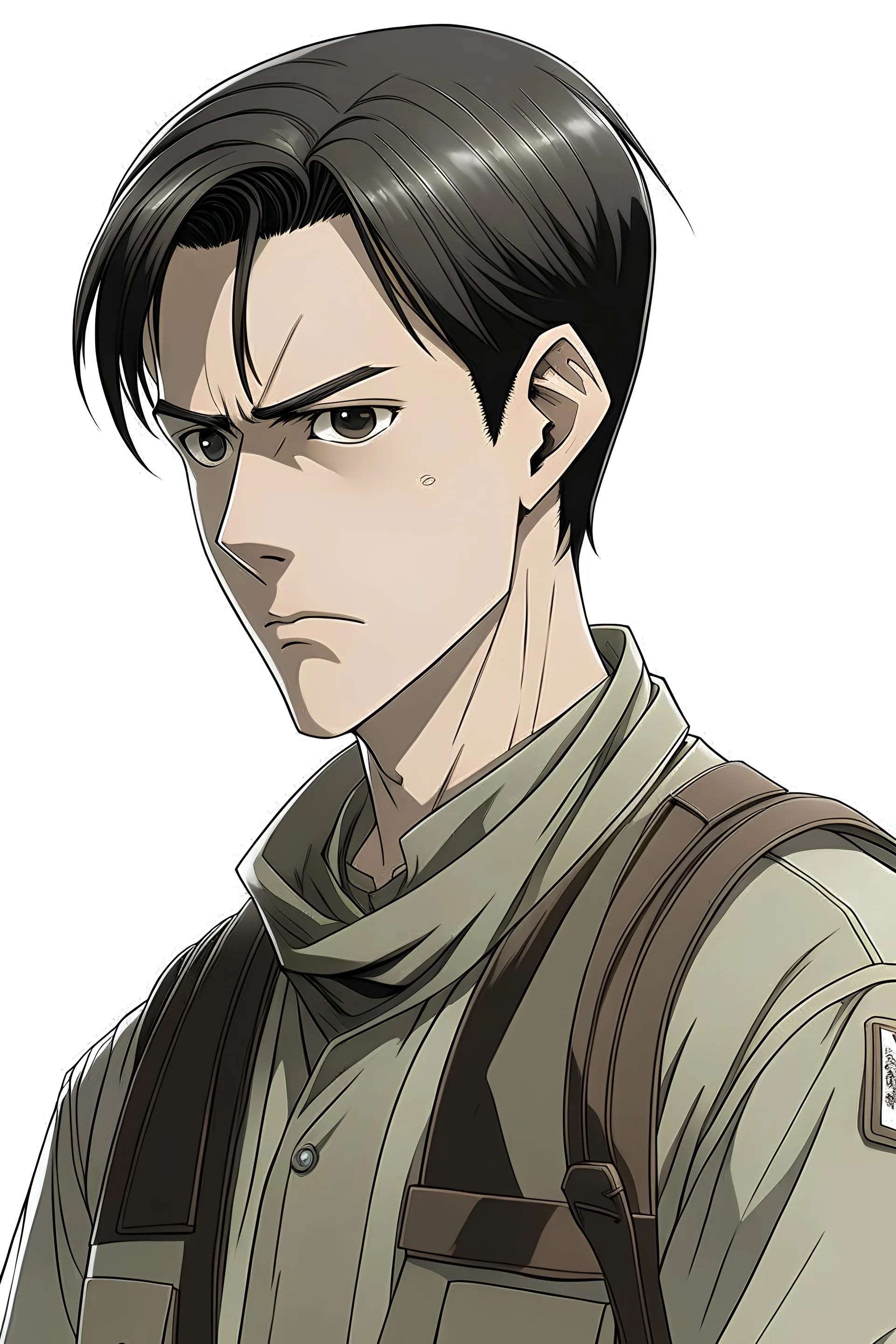 levi ackerman Levi has short, straight black hair styled in an undercut curtain, as well as narrow, intimidating dull gray eyes with dark circles under them and a deceptively youthful face. He is quite short, but his physique is well-developed in musculature from extensive vertical maneuvering equipment usage.