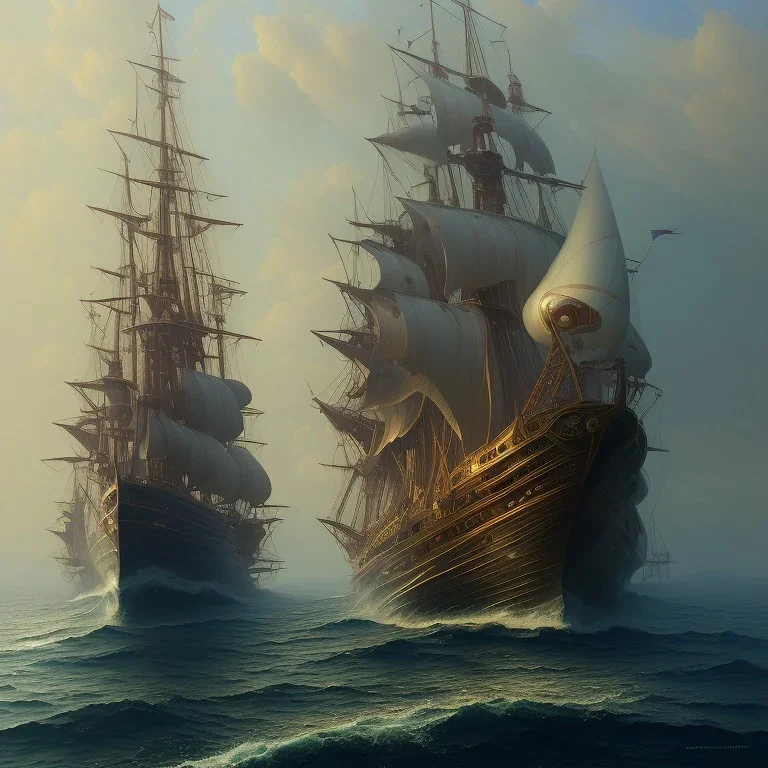 Ship of the line, 1993, spanish mediterranean sea, waterfront, alphonse mucha, greg rutkowski, sharp painting, vplumetric lighting, volumetric clouds, maya render, hyper detailed, 8k, uhd, exaggerated colors, fantasy art, felix kelly, seb mckinnon, jessada sutthi, boris vallejo, lin chen