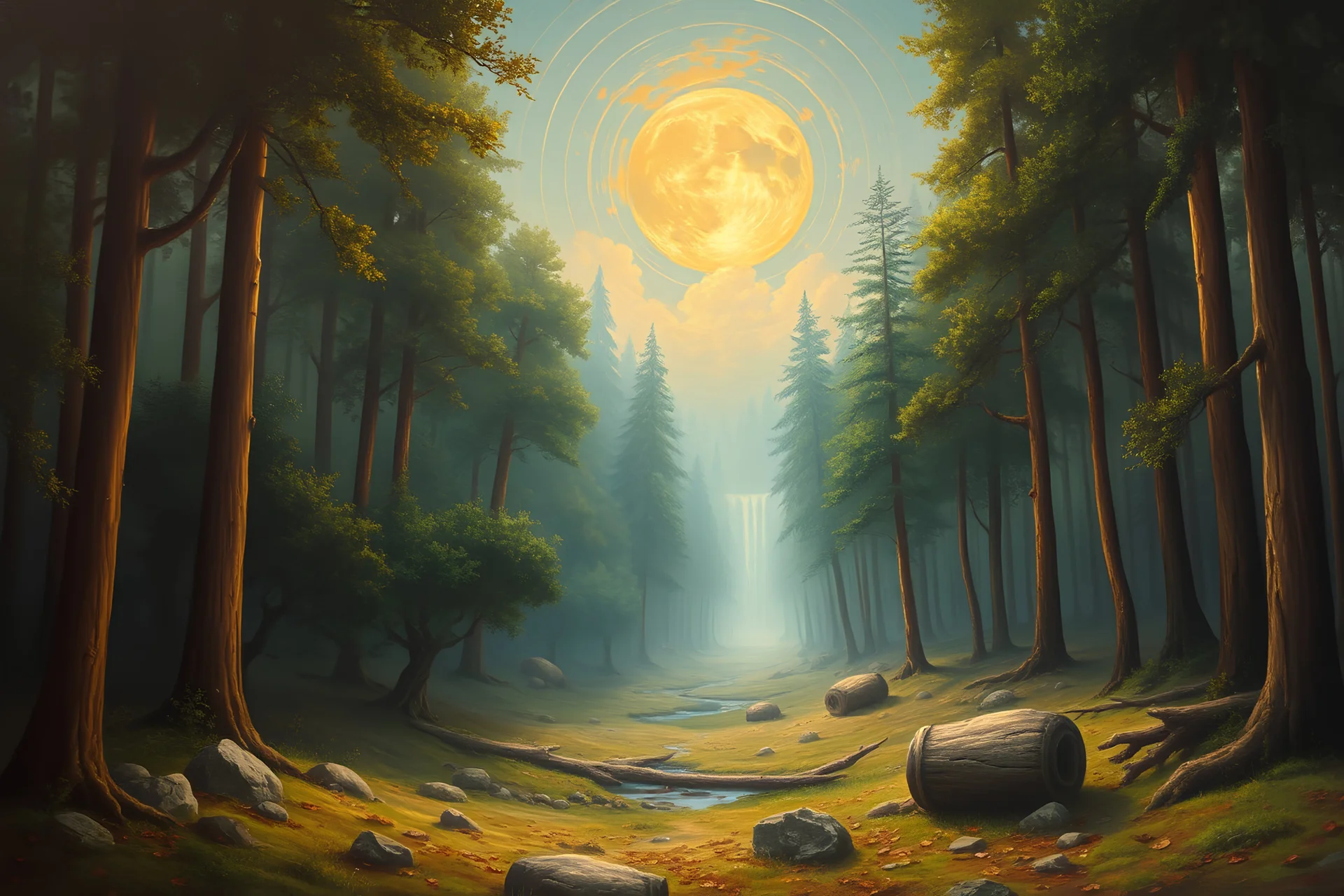 another civilization that had evolved differently than we did on earth, forest, fantasy art painting