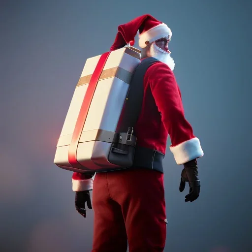 Jet pack, roketle uçan noel baba, octane render, 8k, --ar 1:1