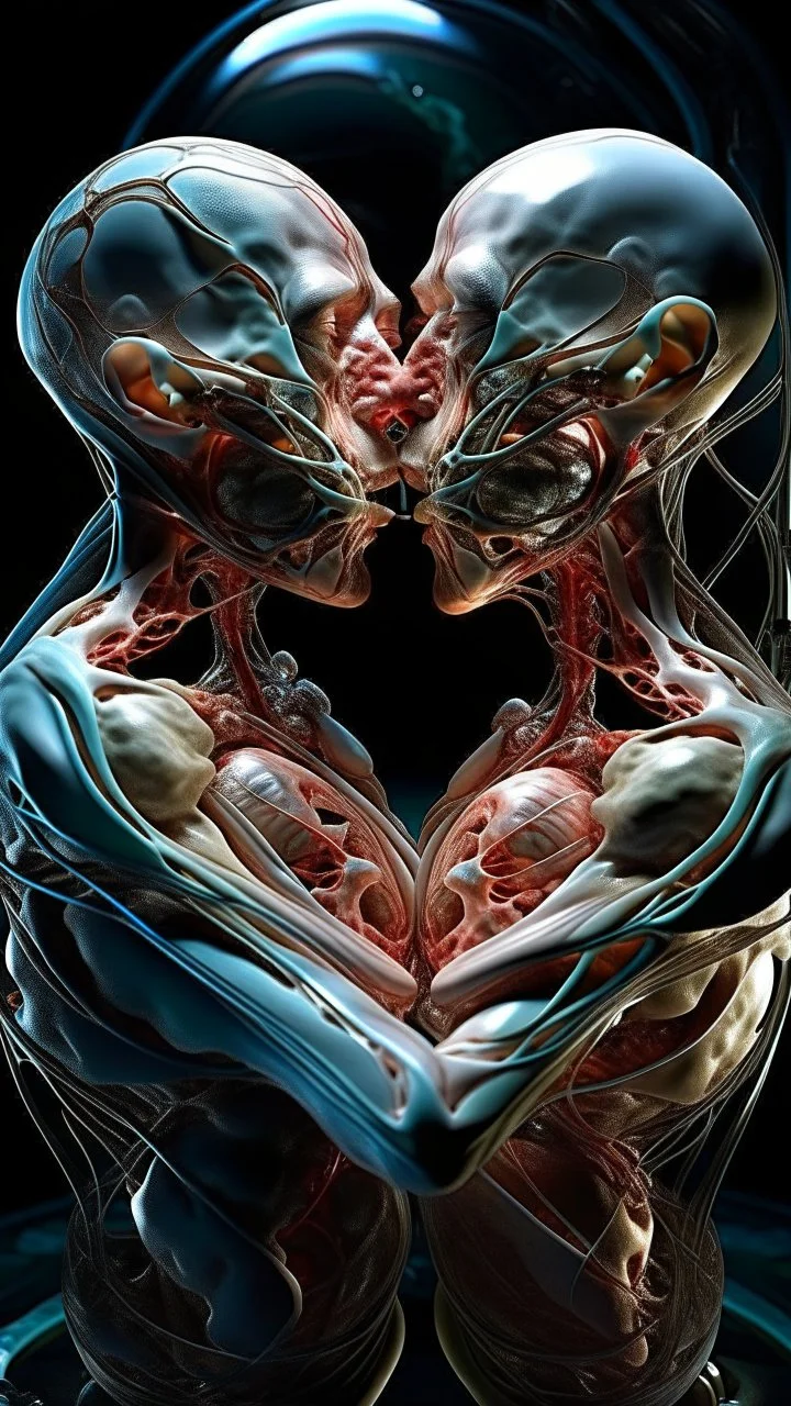 cinematic Dali style gore photorealistic fleshy quantum vortex dmt lsd photo of 2 conjoined mangled bodies making love, 1 soul vortex, complementary, anatomically fragmented, ripped apart again being flayed, skinned alive. A beating heart, muscles, blood vessels, bowels, entrails are exposed. anatomy. physiology. Bosch and Dali inspired hallucinations. mythology. grotesque.