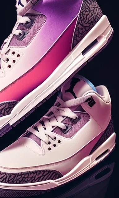 Jordan 3 sneaker in sky. Pink clouds.