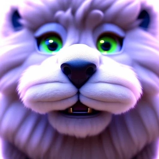 3d fluffy Lion, closeup cute and adorable, cute big circular reflective eyes, long fuzzy fur, Pixar studio movie style, unreal engine cinematic smooth, intricate detail, cinematic