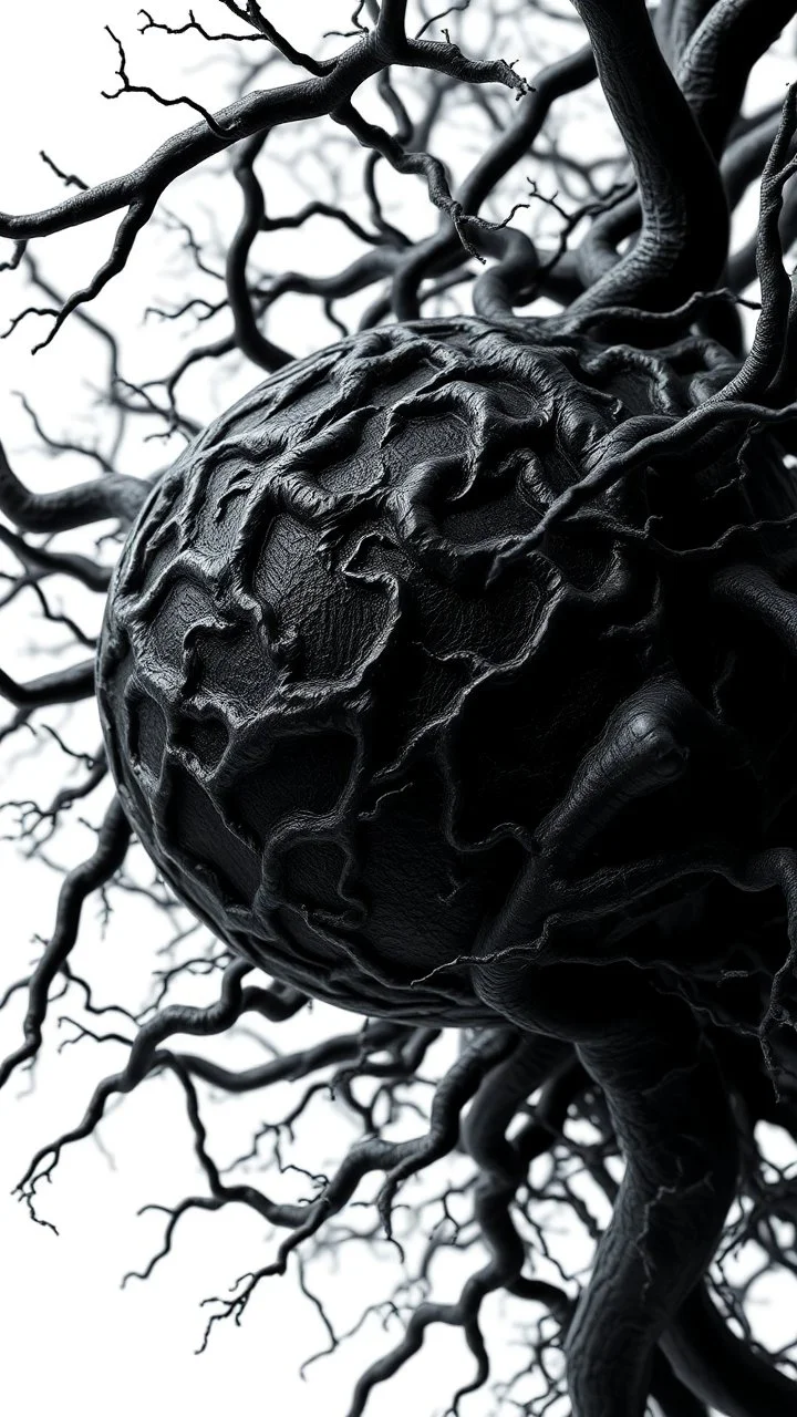 A ball black vein, human veins, mixing together a lot of them, like a forest, big and small veins a lot of them,