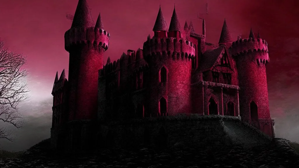 dark blood red colored, Vampire castle,