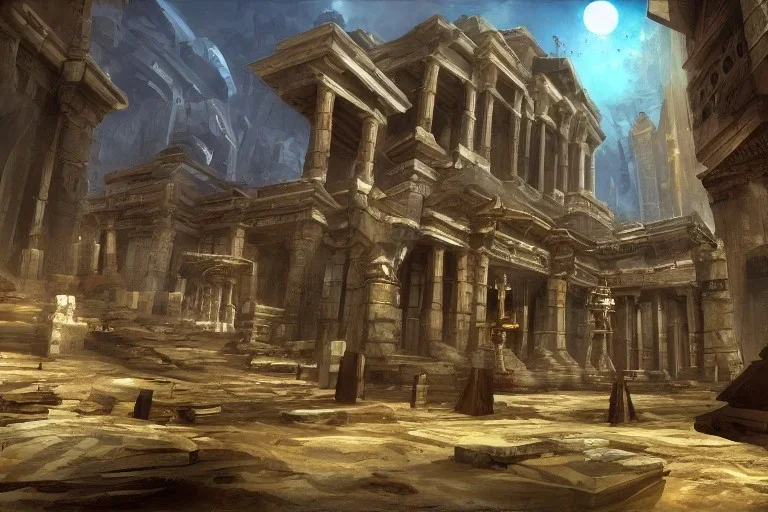 video game level design, sci-fi, latin architecture, cinematic, concept art