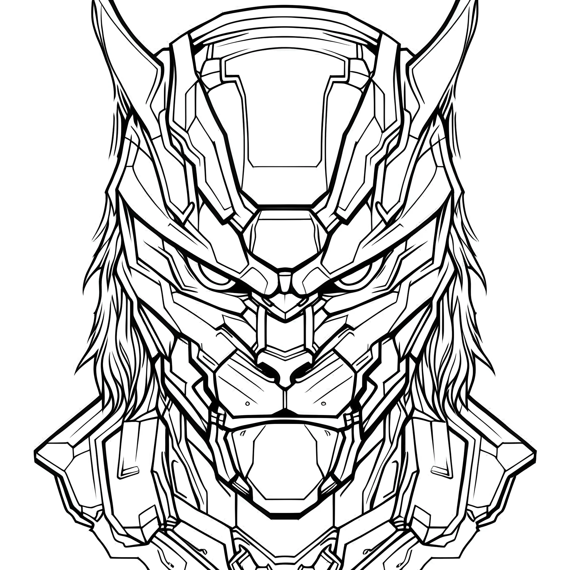 outline art for square predator portrait coloring page for kids, classic manga style, anime style, realistic modern cartoon style, white background, sketch style, only use outline, clean line art, no shadows, clear and well outlined