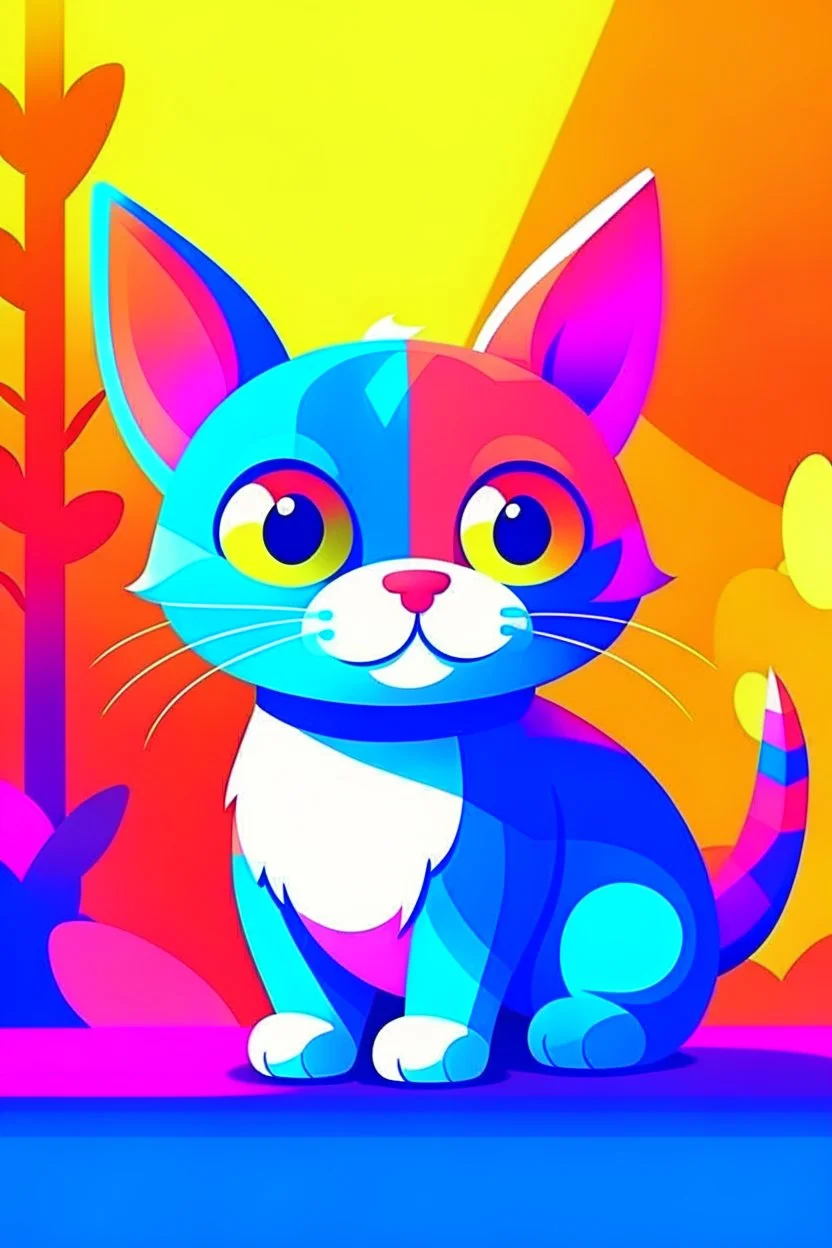 Acrtoon 2d art illustration . colorful cat