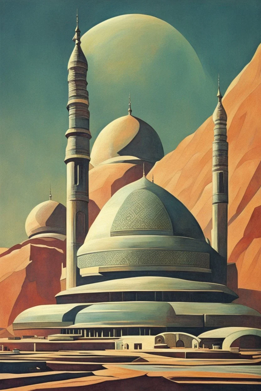 mosque 70s sci fi art