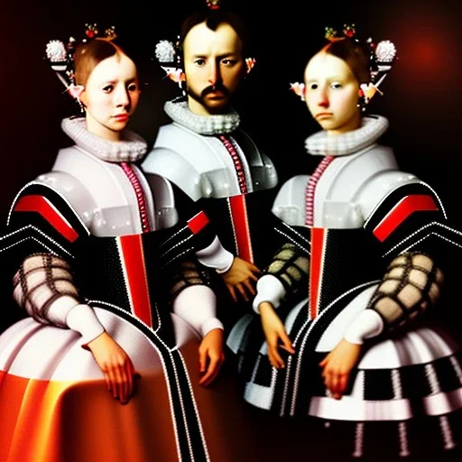 portrait of a men a woman and two girls Diego Velazquez style