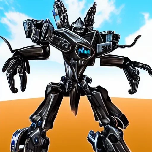 Mecha with metal spider legs his hands are machine guns. Driver is animal