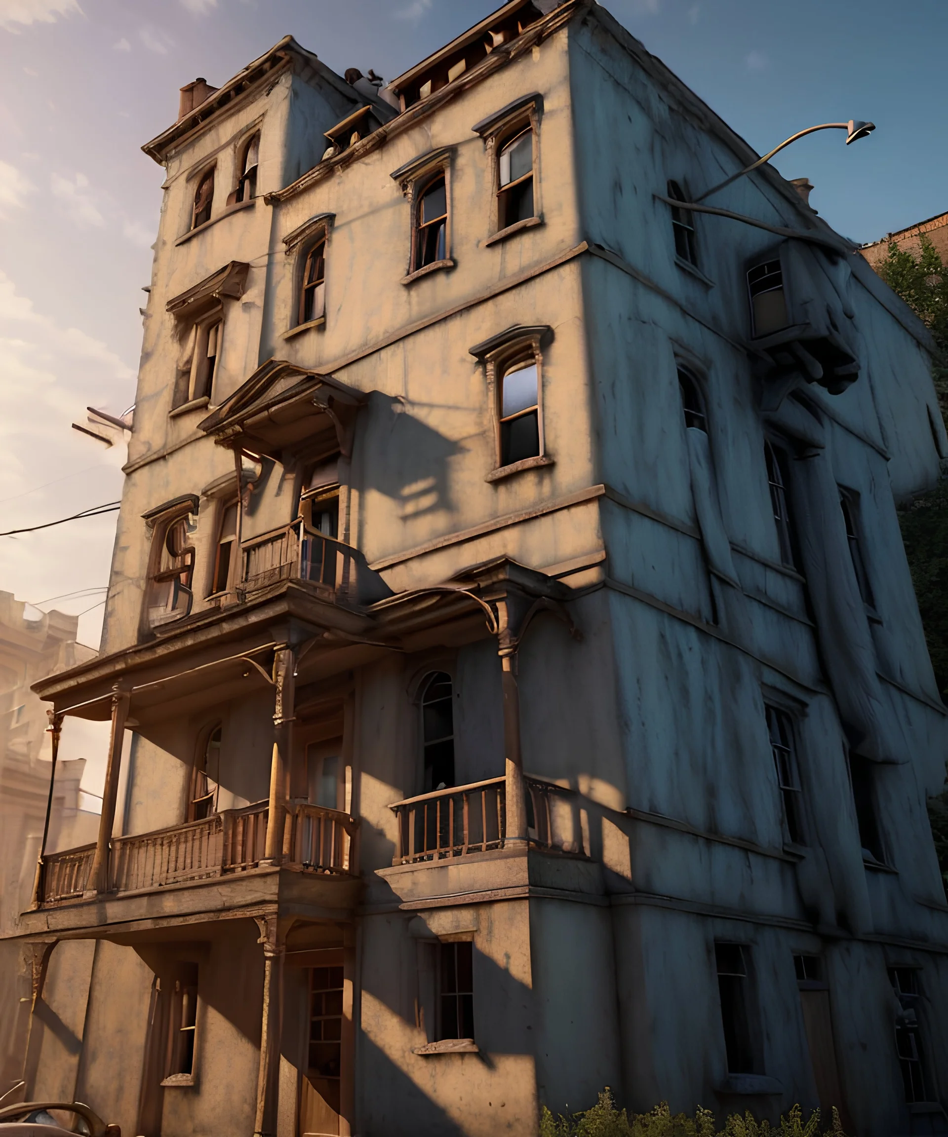 Realistic image, giant woman head inside a house, looks out through the open windows. people on the street are watching him, soft color, highly detailed, unreal engine 5, ray tracing, RTX, lumen lighting, ultra detail, volumetric lighting, 3d, finely drawn, high definition, high resolution.