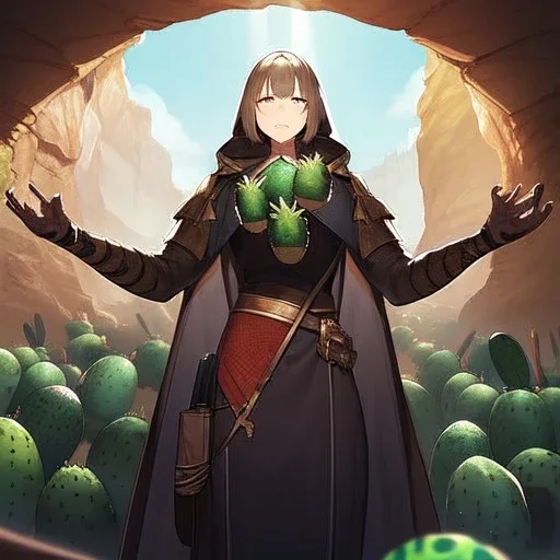 anime real life like cactus in the desert in arizona, grand canyon,anime, large hands wrapped around cactus