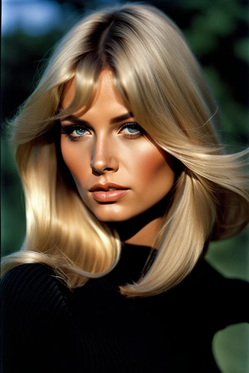 1972: portrait, beauty nude female supermodel, longer blonde hair, beautiful face, beautiful skin, realistic analog photography, middle parting, beautiful like a supermodel from the sixties, beautiful rounder face