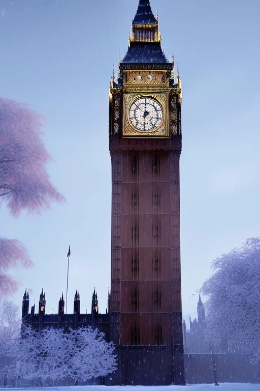 Big Ben, Realistic night christmas, snow, 4k, big tree christimas, intricate, bump